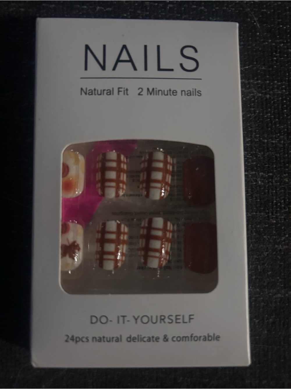 Brown Plaid Press-On Nail Set - Do-It-Yourself